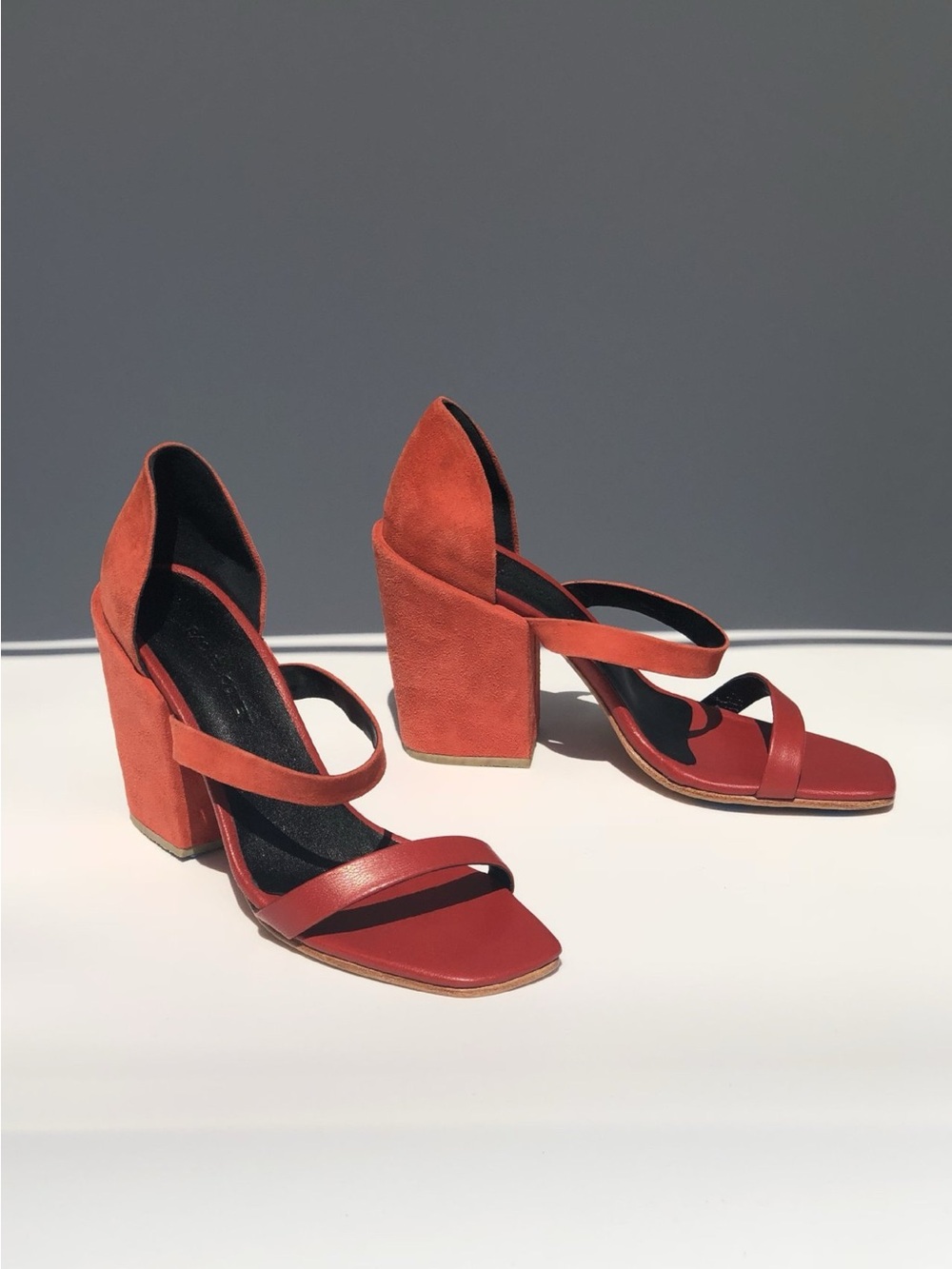 Rachel Comey Two-Strap Block Heel Sandal in Burgundy